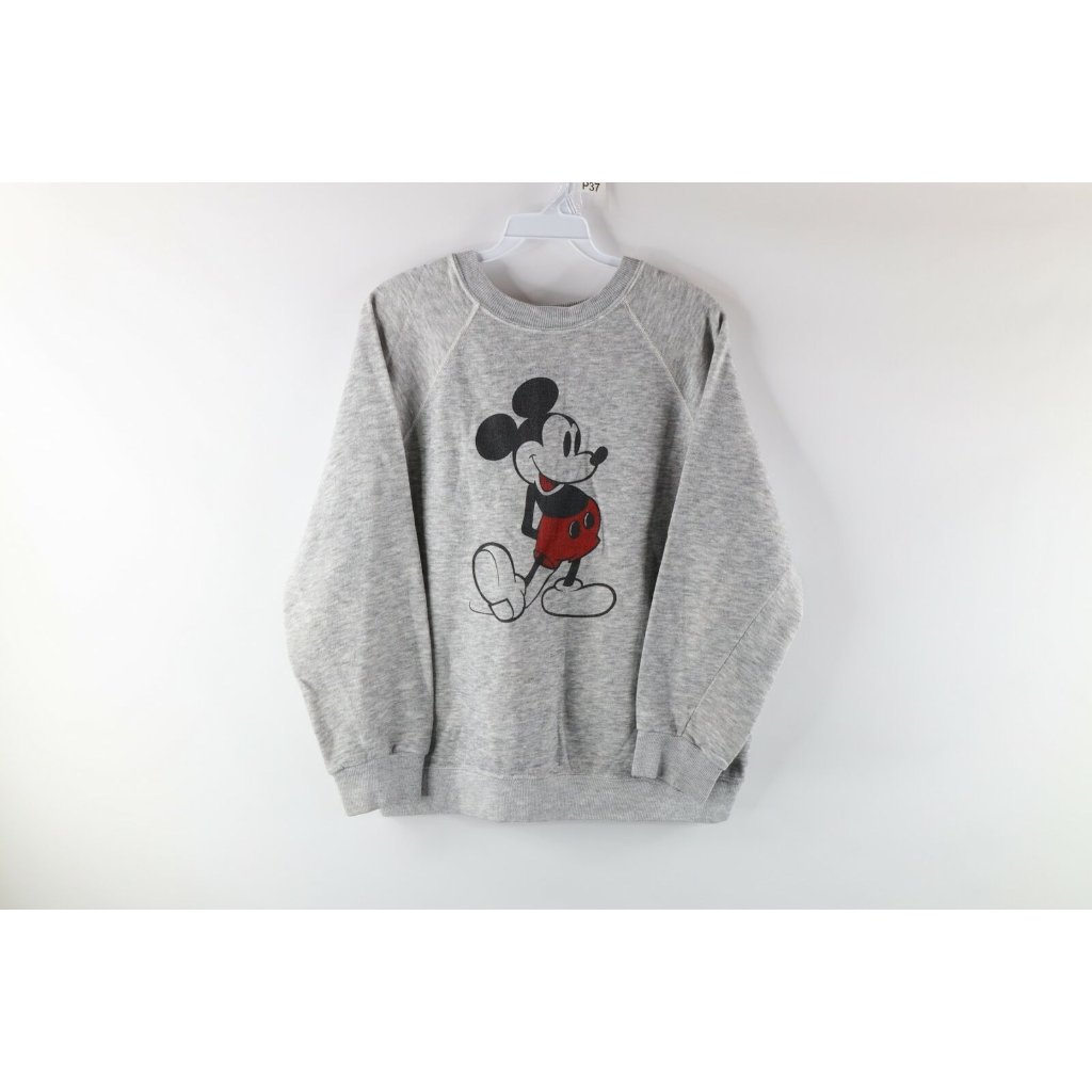 Vintage 80s Disney Xl Triblend Mickey Mouse Crewneck Sweatshirt Heather Gray